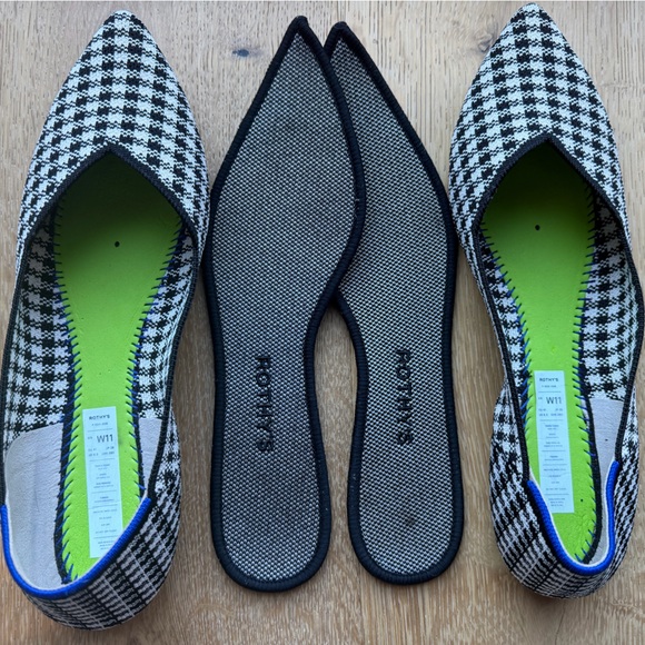 Rothy’s Picnic Point Flat Gingham Black and Whitr Size 11 - Picture 5 of 7